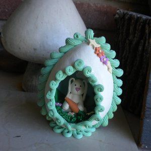 Shabby Chic CottageCore Easter Bunny Egg Table Décor Vignette Decor